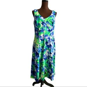 Chaps Blue and green floral dress size 10 NWT